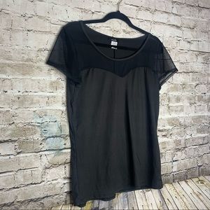 Minette Black Mesh and Cotton Blouse